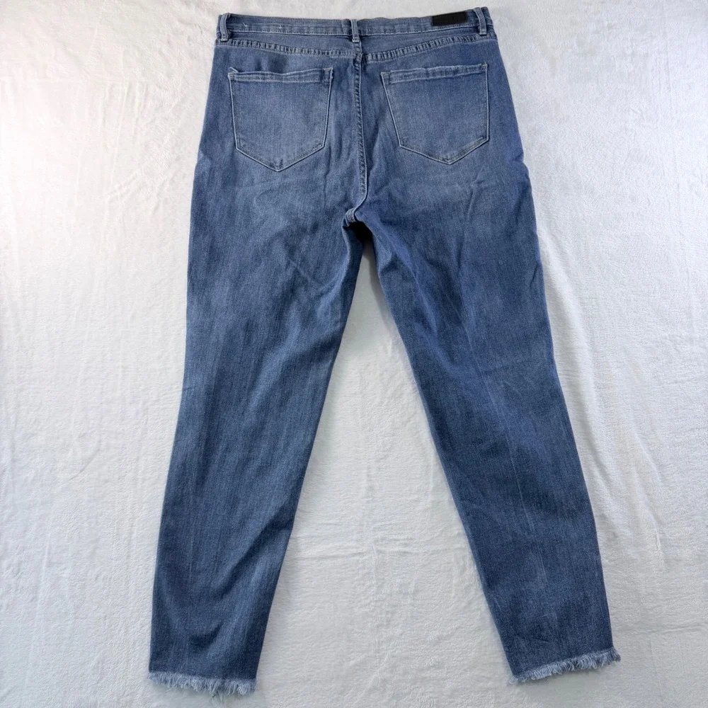 Nicole Miller New York Jeans SOHO High Rise Ankle Skinny Blue Distressed Size 12